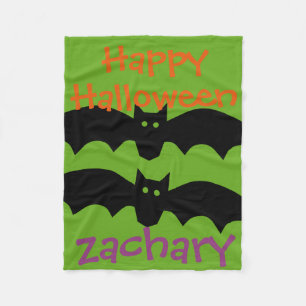 Frohe Halloween Black Bats auf Green Personalisier Fleecedecke