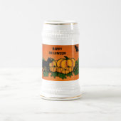 Frohe Halloween , Black Cat , Bat und Pumpkin Bierglas (Mittel)