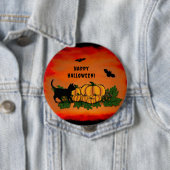 Frohe Halloween , Black Cat , Bat und Pumpkin Button (Beispiel)