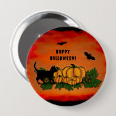 Frohe Halloween , Black Cat , Bat und Pumpkin Button (Vorne & Hinten)