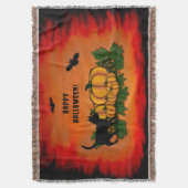 Frohe Halloween , Black Cat , Bat und Pumpkin Decke (Vorderseite Vertikal)