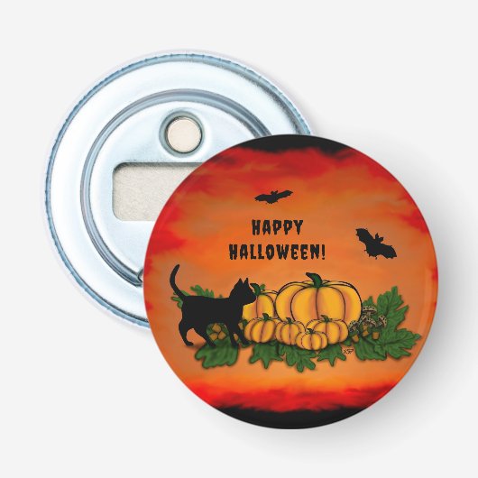 Frohe Halloween , Black Cat , Bat und Pumpkin Flaschenöffner (Vorderseite)