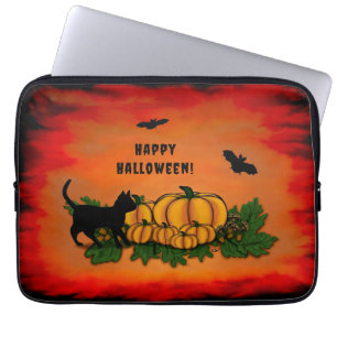 Frohe Halloween , Black Cat , Bat und Pumpkin Laptopschutzhülle
