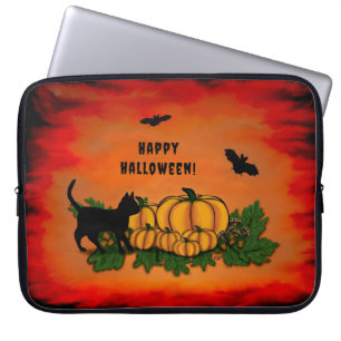 Frohe Halloween , Black Cat , Bat und Pumpkin Laptopschutzhülle