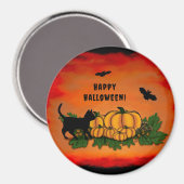 Frohe Halloween , Black Cat , Bat und Pumpkin Magnet (Vorderseite/Rückseite)