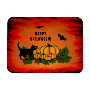 Frohe Halloween , Black Cat , Bat und Pumpkin Magnet