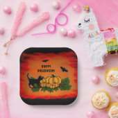 Frohe Halloween , Black Cat , Bat und Pumpkin Pappteller (Party)