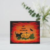 Frohe Halloween , Black Cat , Bat und Pumpkin Postkarte (Stehend Vorderseite)