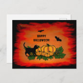 Frohe Halloween , Black Cat , Bat und Pumpkin Postkarte (Vorne/Hinten)
