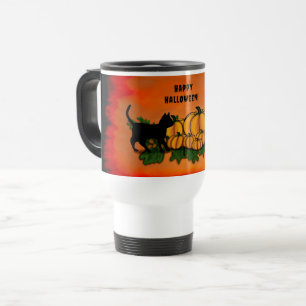 Frohe Halloween , Black Cat , Bat und Pumpkin Reisebecher