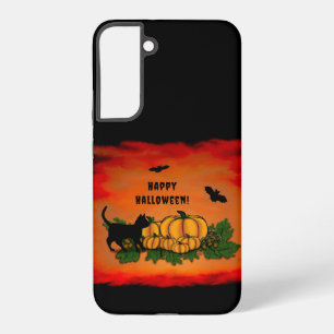 Frohe Halloween , Black Cat , Bat und Pumpkin Samsung Galaxy Hülle