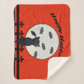 Frohe Halloween Black Cat Fence Moon Fliegender Fl Sherpadecke (Vorderseite)