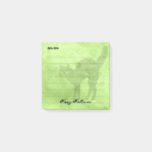 Frohe Halloween Black Cat Limon-Green Grunge Post-it Klebezettel