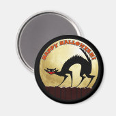 Frohe Halloween Black Cat mit Vollmond Magnet (Vorderseite/Rückseite)