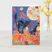 Frohe Halloween Black Cat Pumpkin Patch Moon Karte (Gelbe Blume)