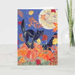 Frohe Halloween Black Cat Pumpkin Patch Moon Karte