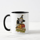 Frohe Halloween Black Cat, Skull and Pumpkin Tasse (Links)