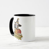 Frohe Halloween Black Cat, Skull and Pumpkin Tasse (Vorderseite Links)