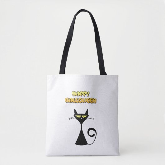 Frohe Halloween Black Cat Trick oder Treat Bag Tasche (Vorderseite)