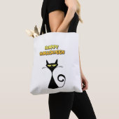 Frohe Halloween Black Cat Trick oder Treat Bag Tasche (Von Nahem)