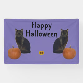 Frohe Halloween Black Cats Pumpkins auf Lila Banner