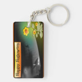 Frohe Halloween & Blume - Schlüsselanhänger (Rückseite)