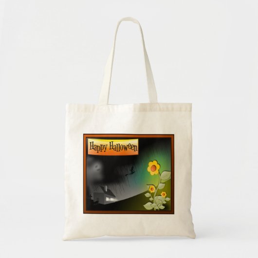 Frohe Halloween & Blume - Tragetasche (Vorne)