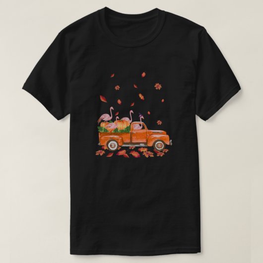 Frohe Halloween Flamingo Herbst Kürbis Truck T-Shirt (Design vorne)