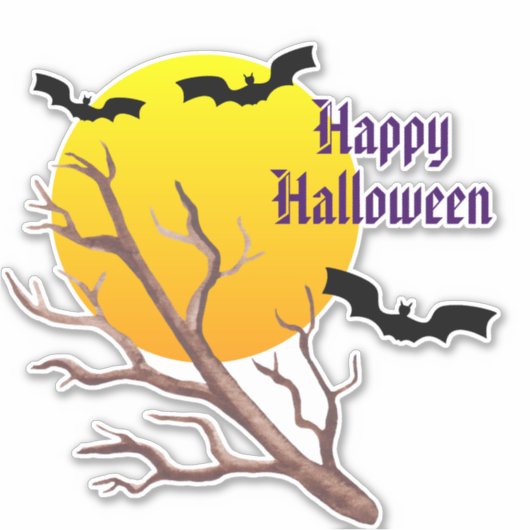 Frohe Halloween-Fledermäuse und der Mond Aufkleber (Vorderseite)