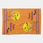 Frohe Halloween-Fledermäuse und der Mond Geschirrtuch (Horizontal)