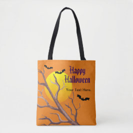 Frohe Halloween-Fledermäuse und der Mond Tasche