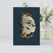 Frohe Halloween-Fledermäuse und Haunting Moon Einladung (Stehend Vorderseite)