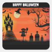 Frohe Halloween-Fledermäuse und Kürbiscreme Quadratischer Aufkleber (Vorderseite)