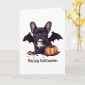 Frohe Halloween French Bulldog Bat Wings Pumpkins Karte (Gelbe Blume)