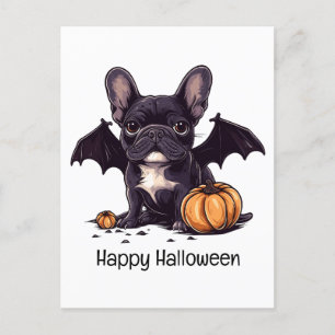 Frohe Halloween French Bulldog Bat Wings Pumpkins Postkarte