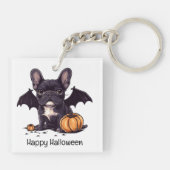 Frohe Halloween French Bulldog Bat Wings Pumpkins Schlüsselanhänger (Rückseite)