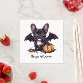 Frohe Halloween French Bulldog Bat Wings Pumpkins Serviette (Beispiel)