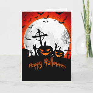 Frohe Halloween-Friedhofskarte Karte