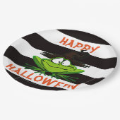 Frohe Halloween-Frosch Pappteller (Schrägansicht)