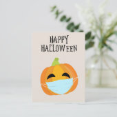 Frohe Halloween Funny 2020 Pumpkin Face Maske Postkarte (Stehend Vorderseite)