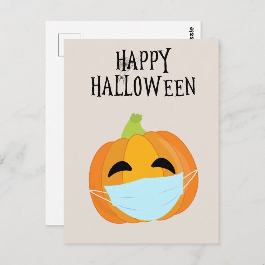 Frohe Halloween Funny 2020 Pumpkin Face Maske Postkarte (Vorne/Hinten)