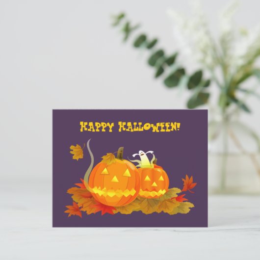 Frohe Halloween! Funny Jack O'Lantern Postkarte (Stehend Vorderseite)