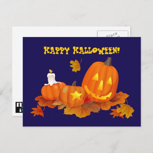 Frohe Halloween! Funny Jack O'Lanterns Postkarte (Vorne/Hinten)