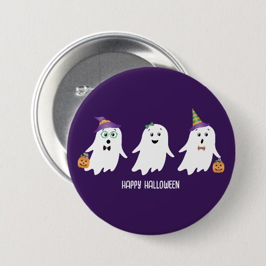 Frohe Halloween-Geistertrick oder -Behandlung Button (Vorne & Hinten)