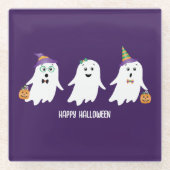 Frohe Halloween-Geistertrick oder -Behandlung Glasuntersetzer (Vorderseite)