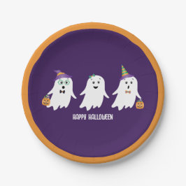 Frohe Halloween-Geistertrick oder -Behandlung Pappteller