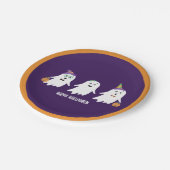 Frohe Halloween-Geistertrick oder -Behandlung Pappteller (Schrägansicht)