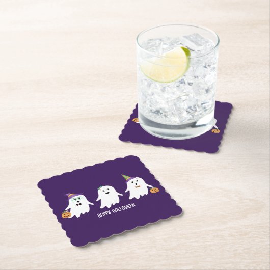 Frohe Halloween-Geistertrick oder -Behandlung Untersetzer (Vor Ort)