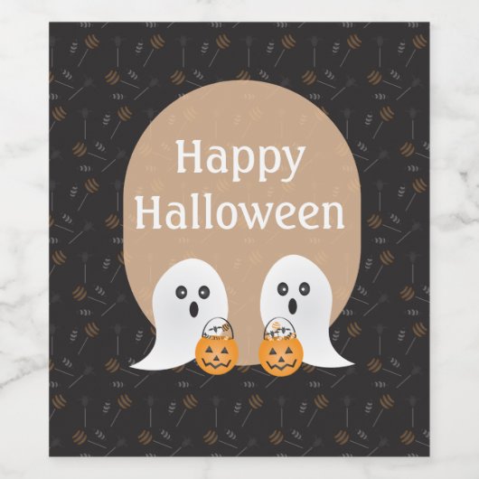 Frohe Halloween-Geistertrick oder Behandlung Weinetikett (Einzelnes Label)