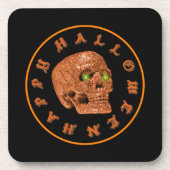 Frohe Halloween Glitzer Skull Black Untersetzer (Vorderseite)